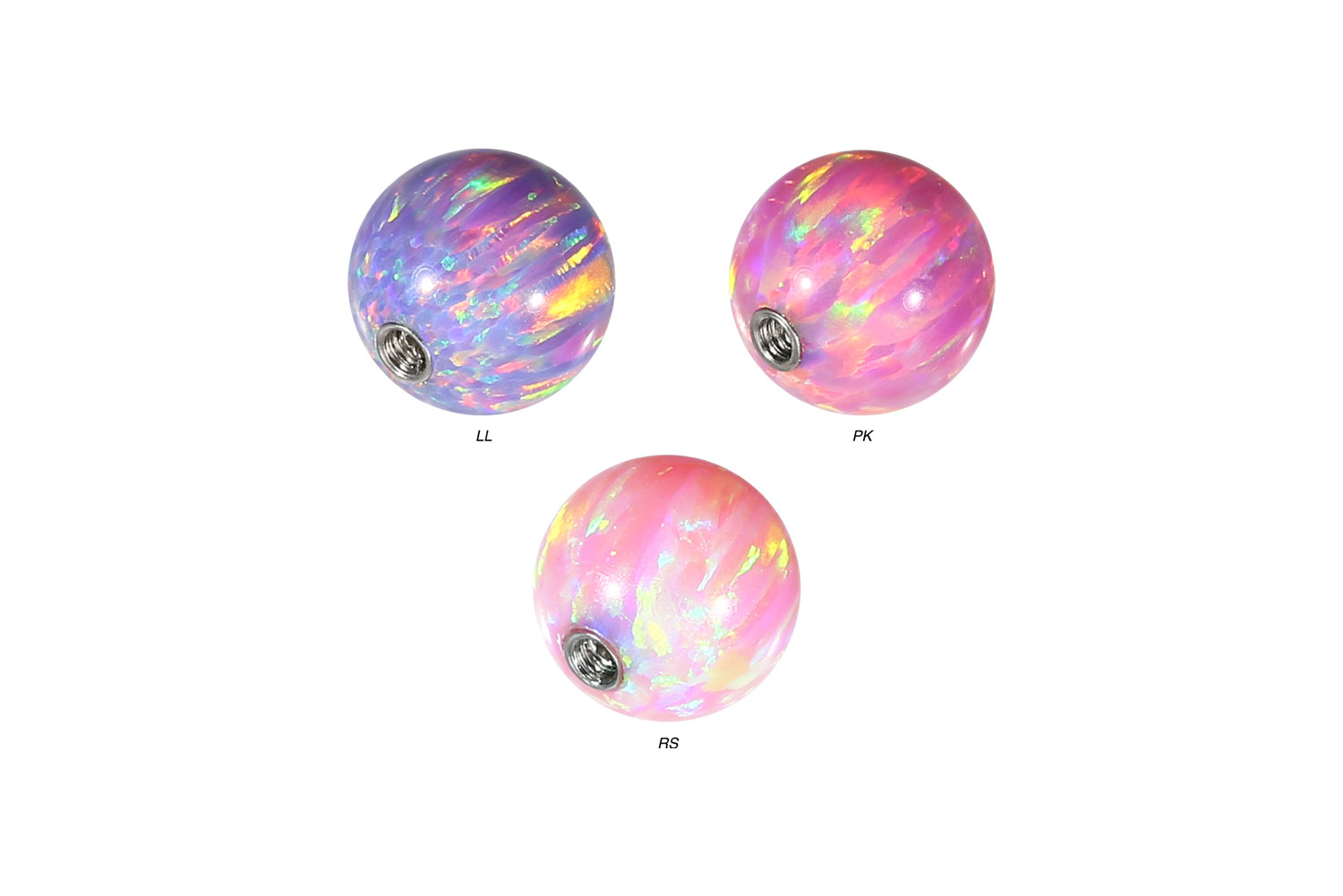 SET Synthetischer Opal Schraubkugel mit Chirurgenstahl-Gewinde von Piercingline